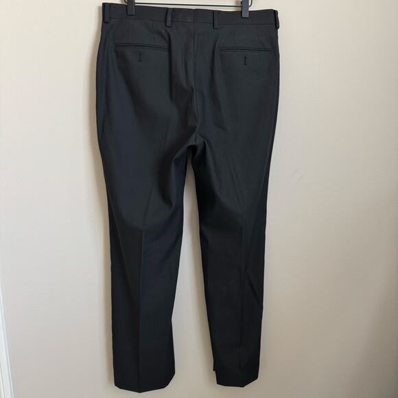 Michael Kors Men Black Pinstripe Trouser 34 x 32 Pleated Workwear Career Pockets - Picture 7 of 10